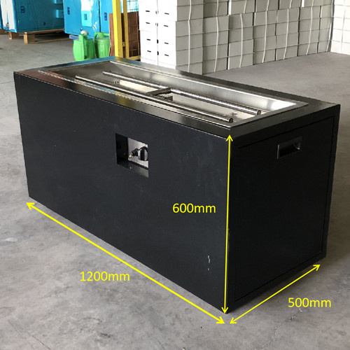 black powder coated gas fire table