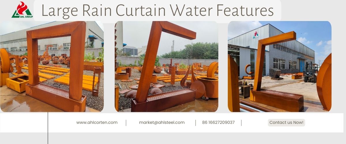 corten steel water fountain