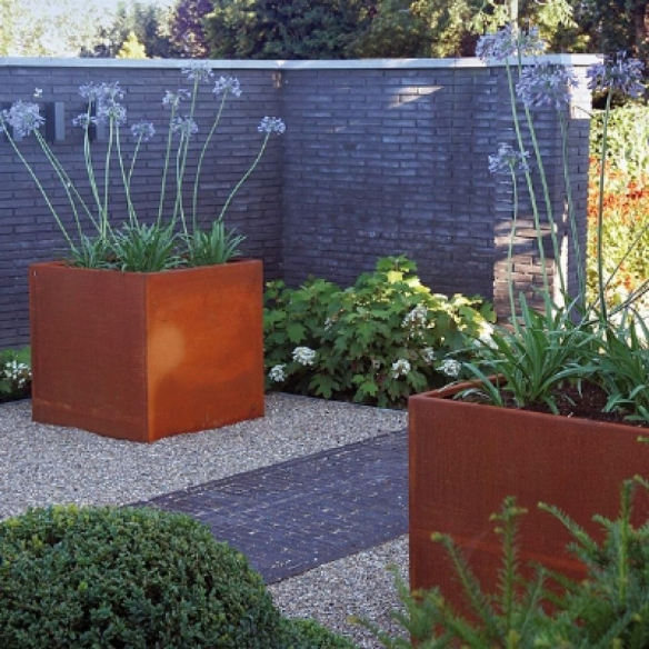 square corten garden planter box