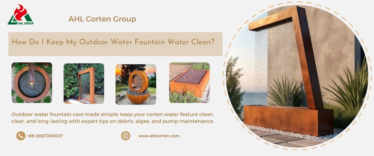 corten steel water fountain